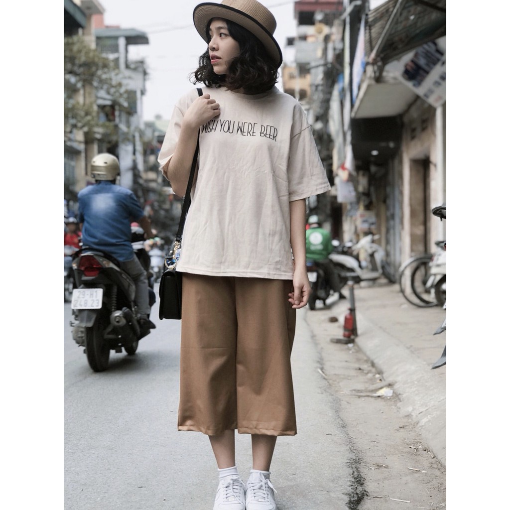 Quần ống Rộng lửng Culottes trơn