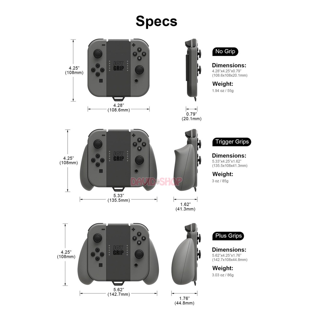 Bộ JoyGrip dùng gắn Joy-Con vừa chơi game vừa sạc hãng Skull &amp; Co cho Nintendo Switch