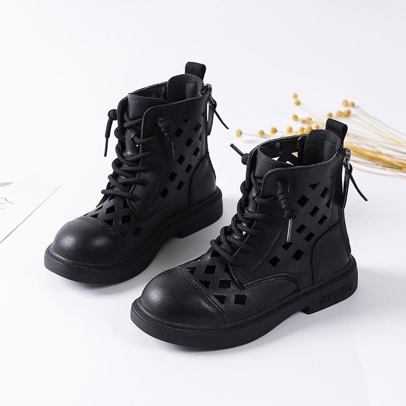 Bốt cho bé gái dạng lưới thoáng khí size 27-37 màu Trắng - Giày trẻ em cổ cao Quảng Châu hàng loại cao cấp loại 1