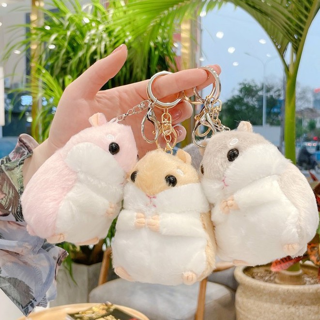 Móc Khóa gấu bông Chuột Hamster Treo Balo, Túi Xách, Điện Thoại 10cm