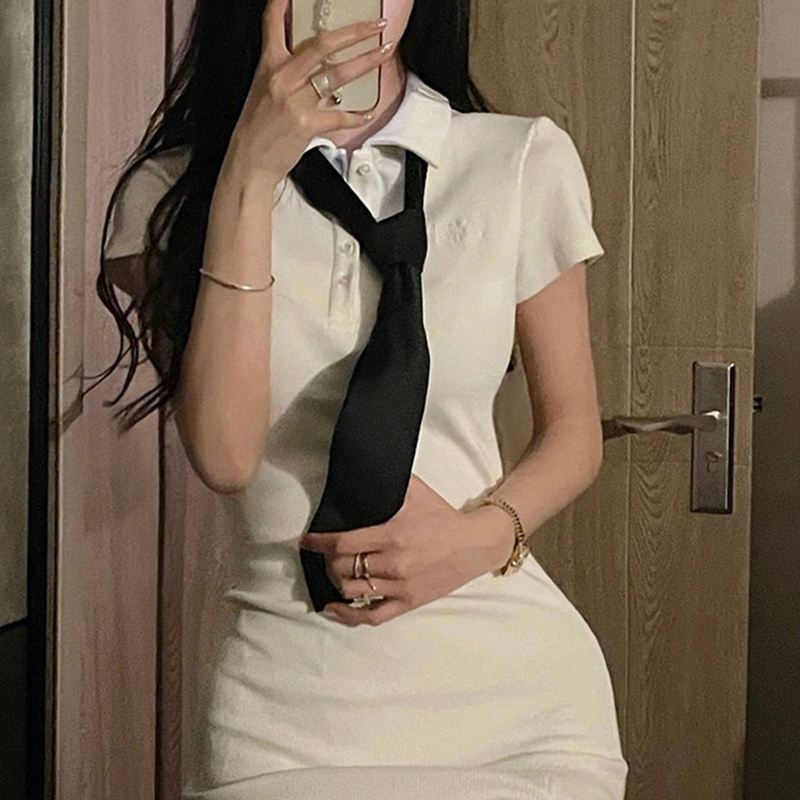 Đầm Polo Tay Ngắn Màu Sắc Đơn Giản Thời Trang Mùa Hè Dành Cho Nữ