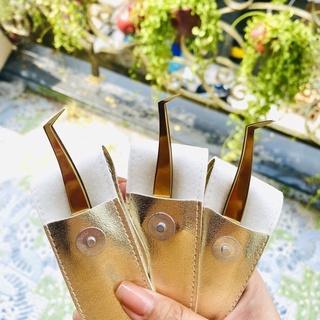 Nhíp vàng mũi vuông phủ nhám nano nối mi - tạo fan - dụng cụ nối mi thúy hân