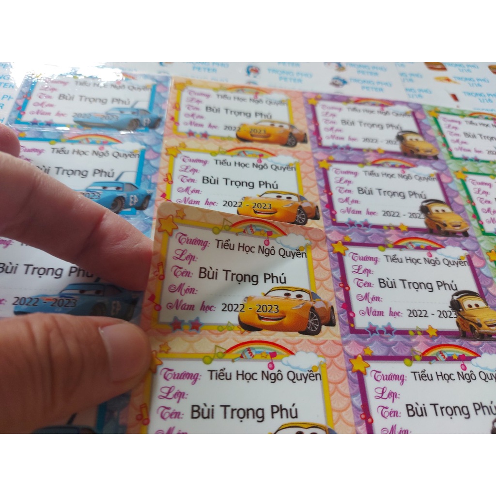 25 NHÃN VỞ IN TÊN BÉ, TRƯỜNG, LỚP  IN THEO YÊU CẦU