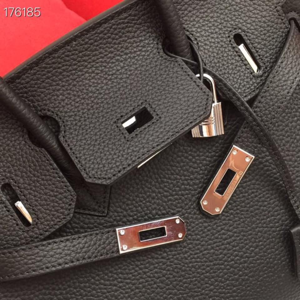 Túi xách Hermes Birkin màu đen tag bạc size 30cm da mềm (Có sẵn)