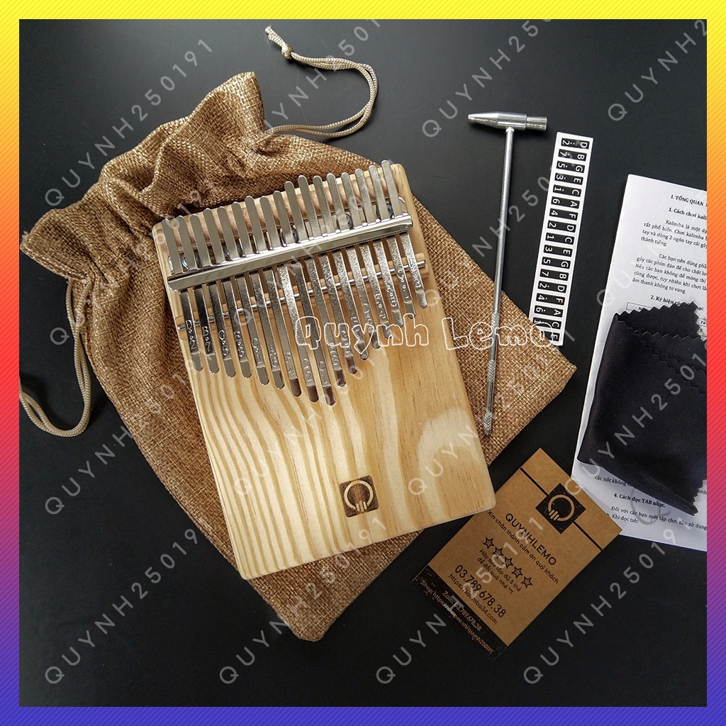 Mua [Có Sẵn] Đàn Kalimba 17 Phím Hình Chữ Nhật QLLG1216 - Đàn Kalimba 17 Phím Nguyên Khối Gỗ Thông Cao Cấp