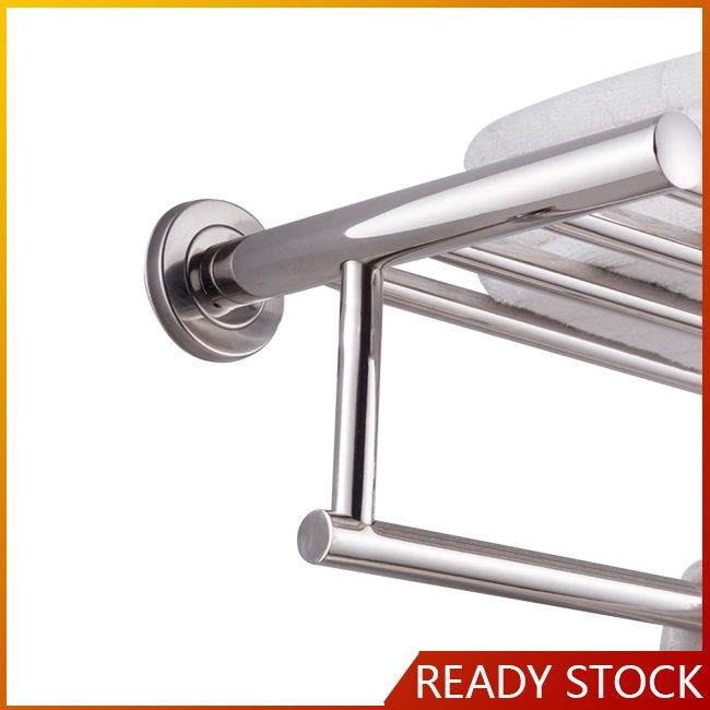 60Cm Stainless Steel Wall Mounted Bathroom Towel Rack Single Layer Rail Holder