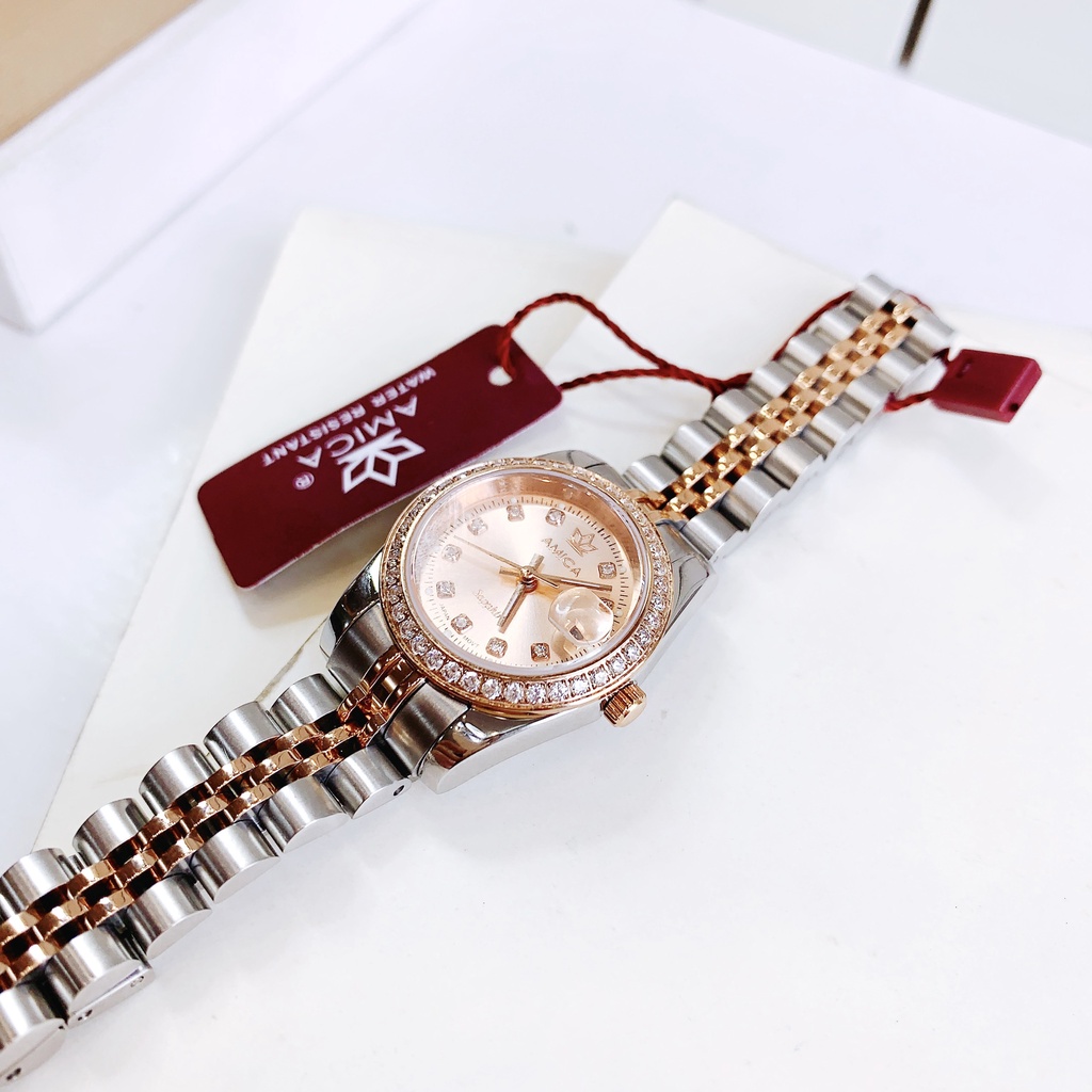 Đồng Hồ Nữ AMICA đen dây thép cao cấp nữ chống nước + thẻ bảo hành