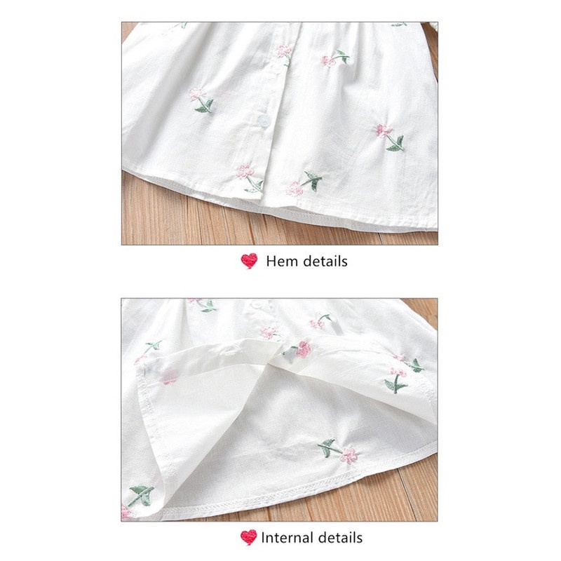 Girls Summer Shirt Clothes Kids Ins Fashion Cotton Thin Short Puff Sleeves Tops Girl Floral Printed Princess Shirt