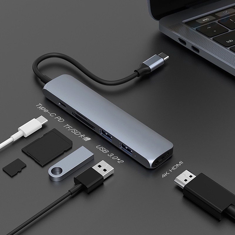 Cổng Chuyển HyperDrive USA Bar 6-IN-1 USB-C Hub For Macbook, PC &amp; Devices - HD22EE