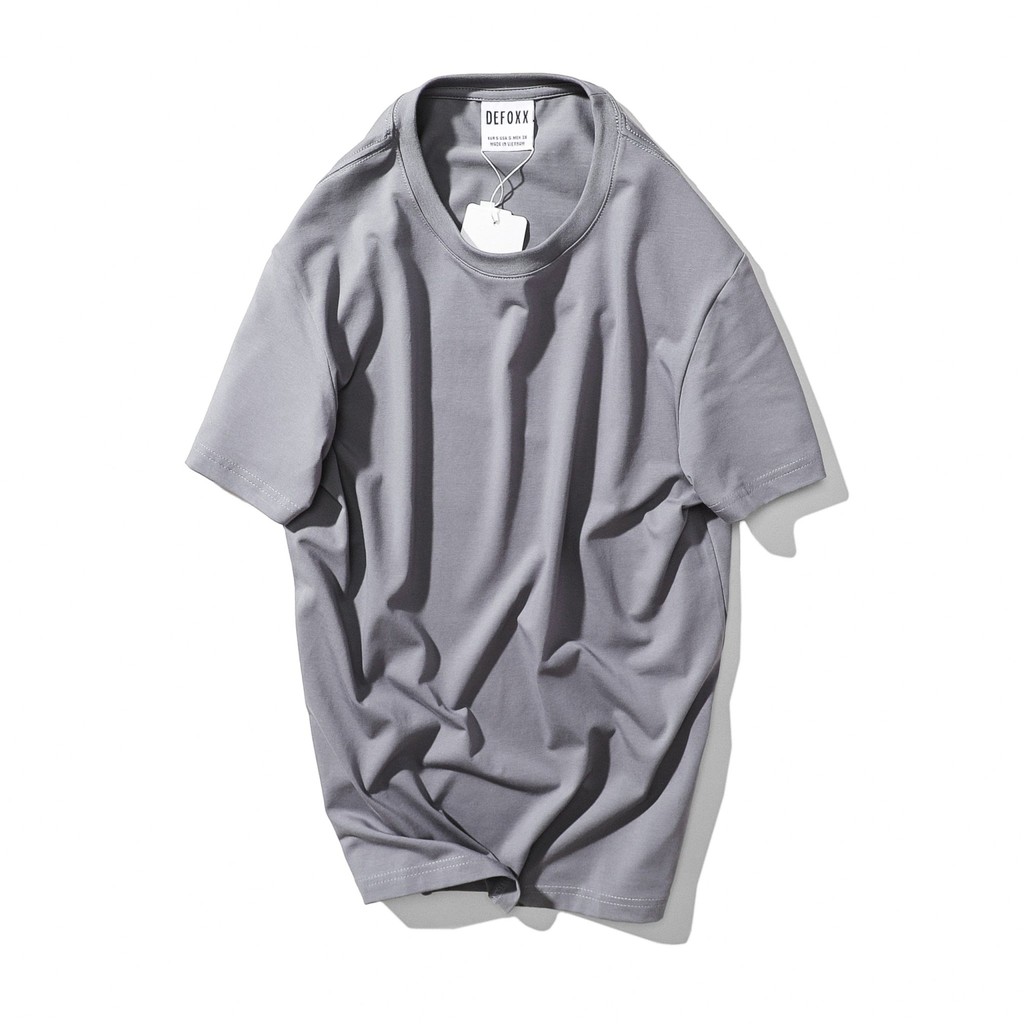 Áo phông nam, áo thun nam cổ tròn trơn DEFOXX vải cotton 4 chiều màu xám đậm 20908 foxxmen