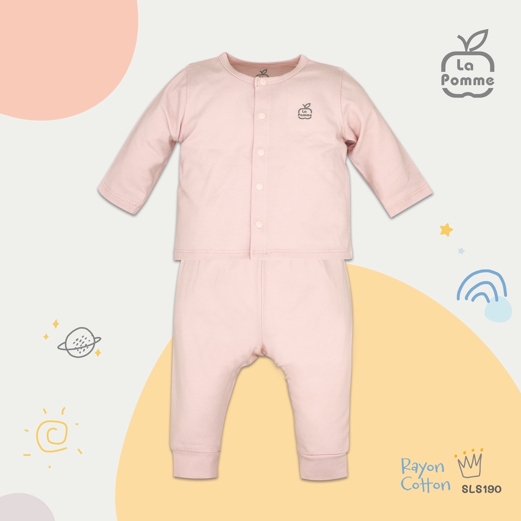 Set combo La Pomme Cotton cài chéo cài giữa body dài tay sơ sinh cao cấp mềm mịn cho bé trai bé gái SLS190 SLD191 JL050