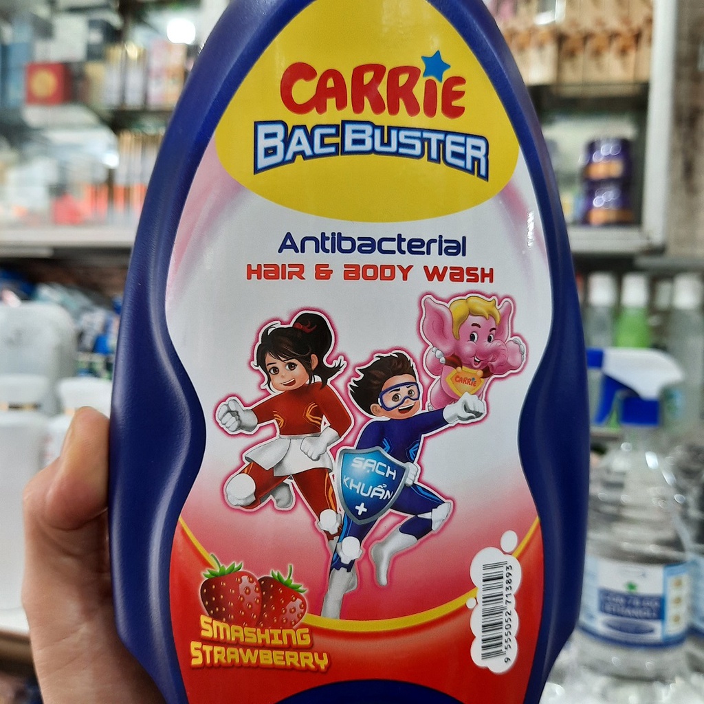 Sữa Tắm Gội Sạch Khuẩn Carrie Junior BacBuster Hương Strawberry 700G