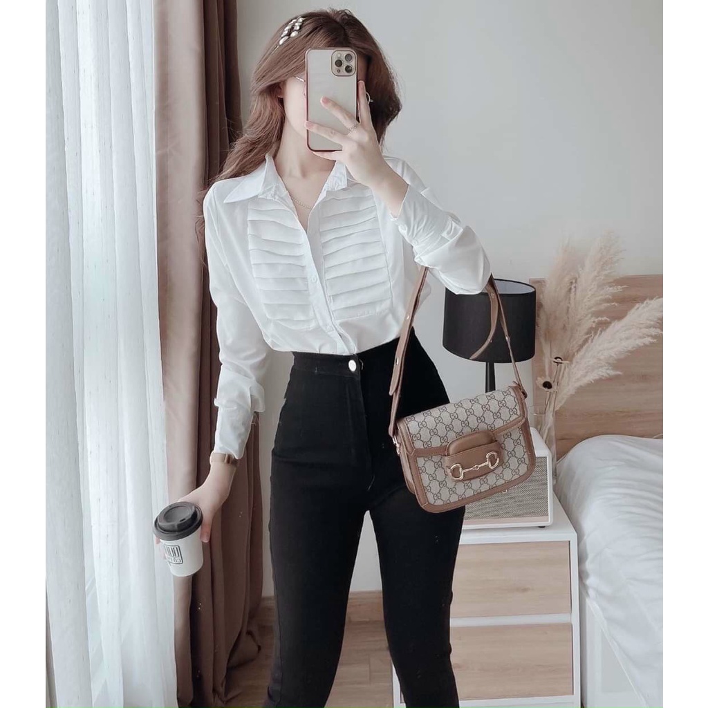 Quần jean cạp cao dài 100cm 1 khuy gen bụng tôn dáng mã CUN90