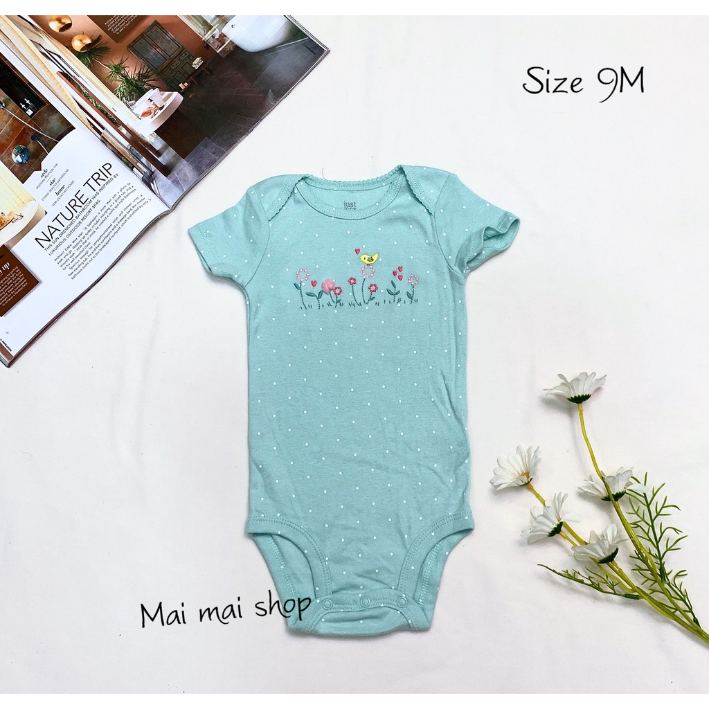 (6-9M chọn màu- gái) Body chip TAY NGẮN xuất dư cổ tròn, cổ đáp chéo cho bé gái sz 6-9M- Bộ liền thân cho bé