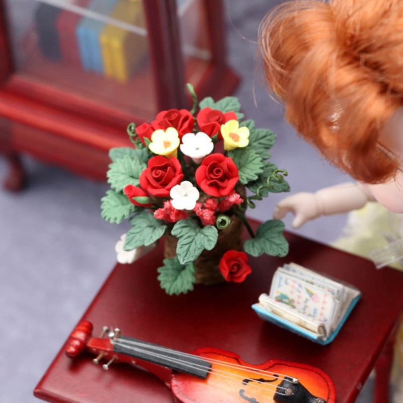 Mô Hình Chậu Hoa Mini 1 / 12 Dùng Trang Trí Nhà Búp Bê