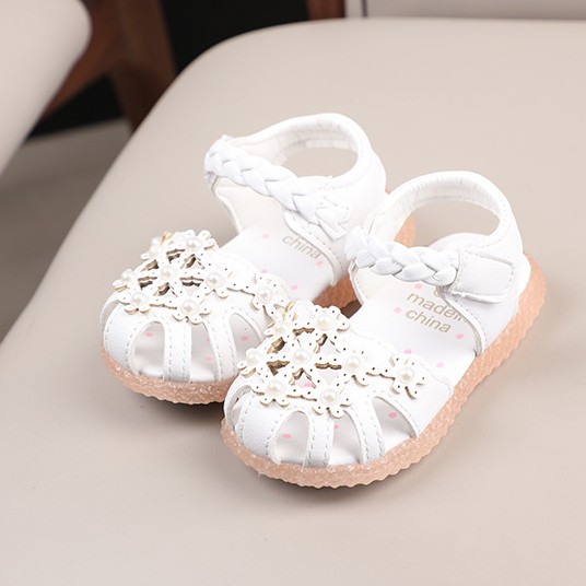 sandal tập đi bé gái size 15-19 hoa quai đan xinh xắn