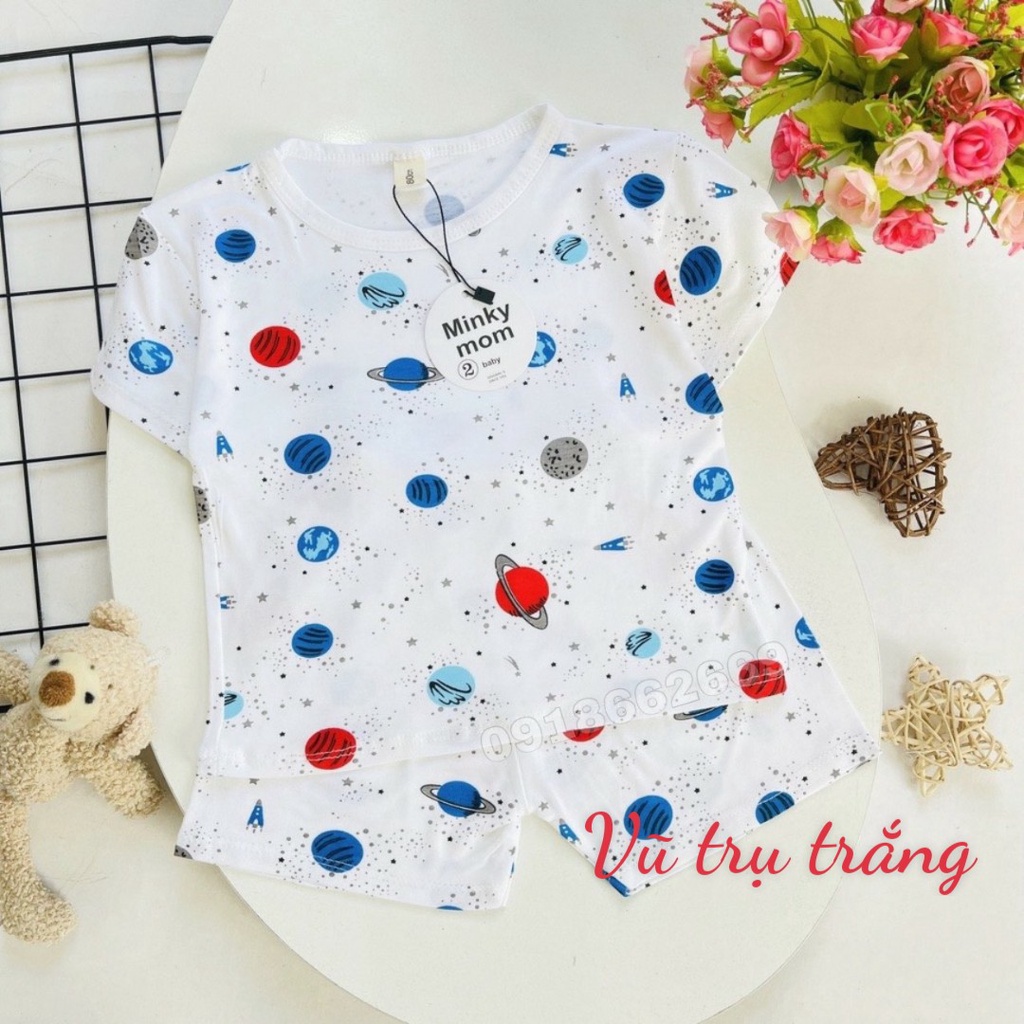 Bộ cộc Minky họa tiết cao cấp cho bé gái, bé trai size từ 3- 18 kg