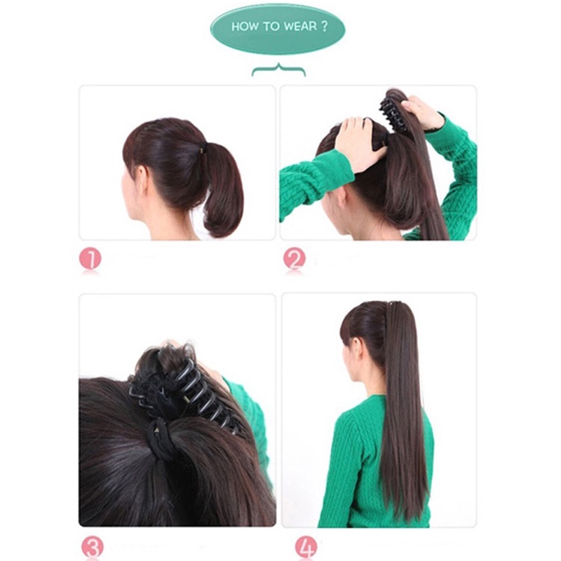 Phần Tóc Giả Làm Dày Tóc, Kiểu Tóc Đuôi Ngựa, Thẳng Dài, Thẳng