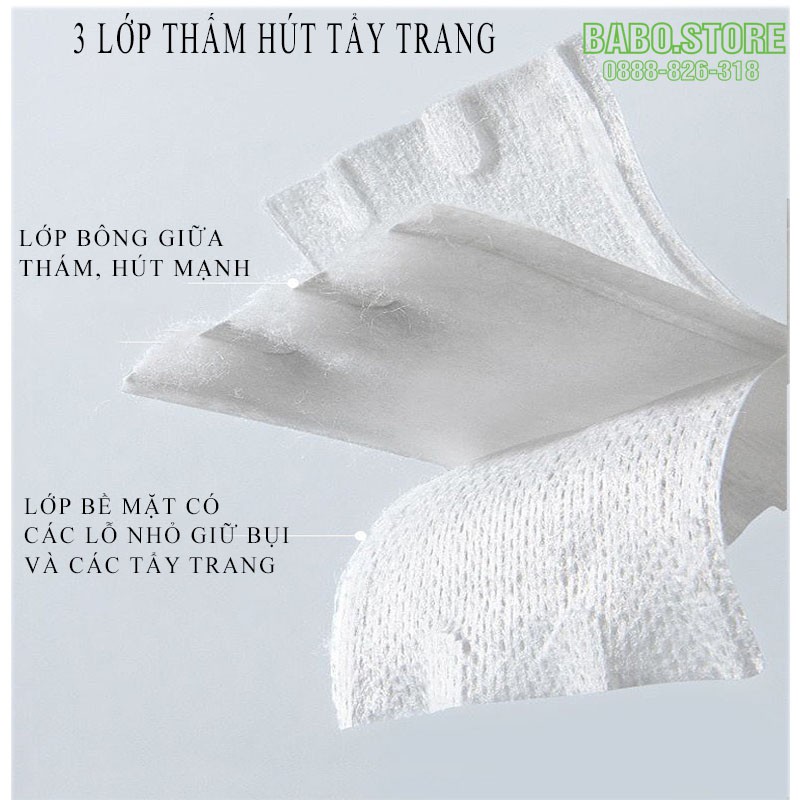 Bông tẩy trang 3 lớp Cotton Pads 222 miếng, dụng cụ trang điểm tiện ích tiện lợi, giá rẻ, bông trang điểm Babo.store