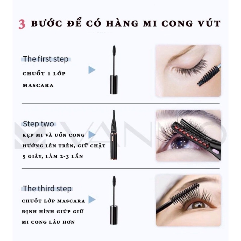 Máy Uốn Cong Lông Mi Bằng Điện Giữ Cong 24 Giờ (Cáp sạc USB)