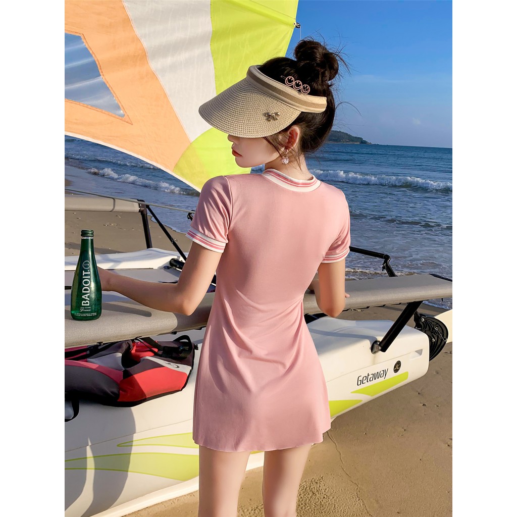 Bộ Đồ Bơi Nữ, Một Mảnh, Tay Ngắn Có Đệm Ngực Liền Áo, Chân Váy, Có Quần Boxer Trong, Tôn Dáng, Đáng Yêu | BigBuy360 - bigbuy360.vn