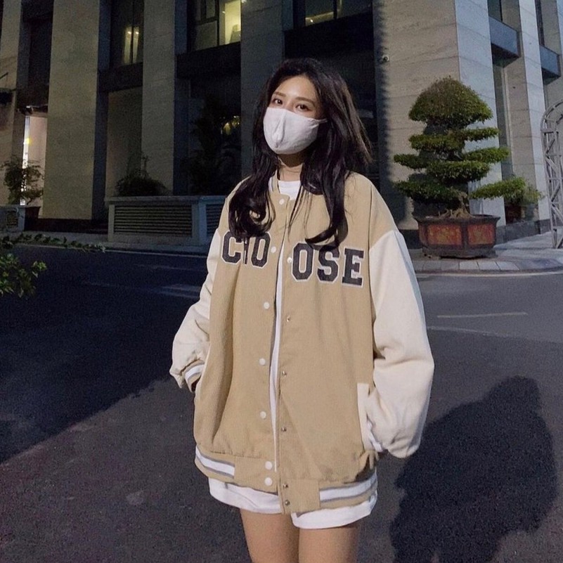 Áo Khoác Bomber CHOOSE Áo Khoác Chất Nhung Dày Dặn Form Rộng Unisex Nam Nữ Mặc Thoải Mái [Ảnh Thật + Video]