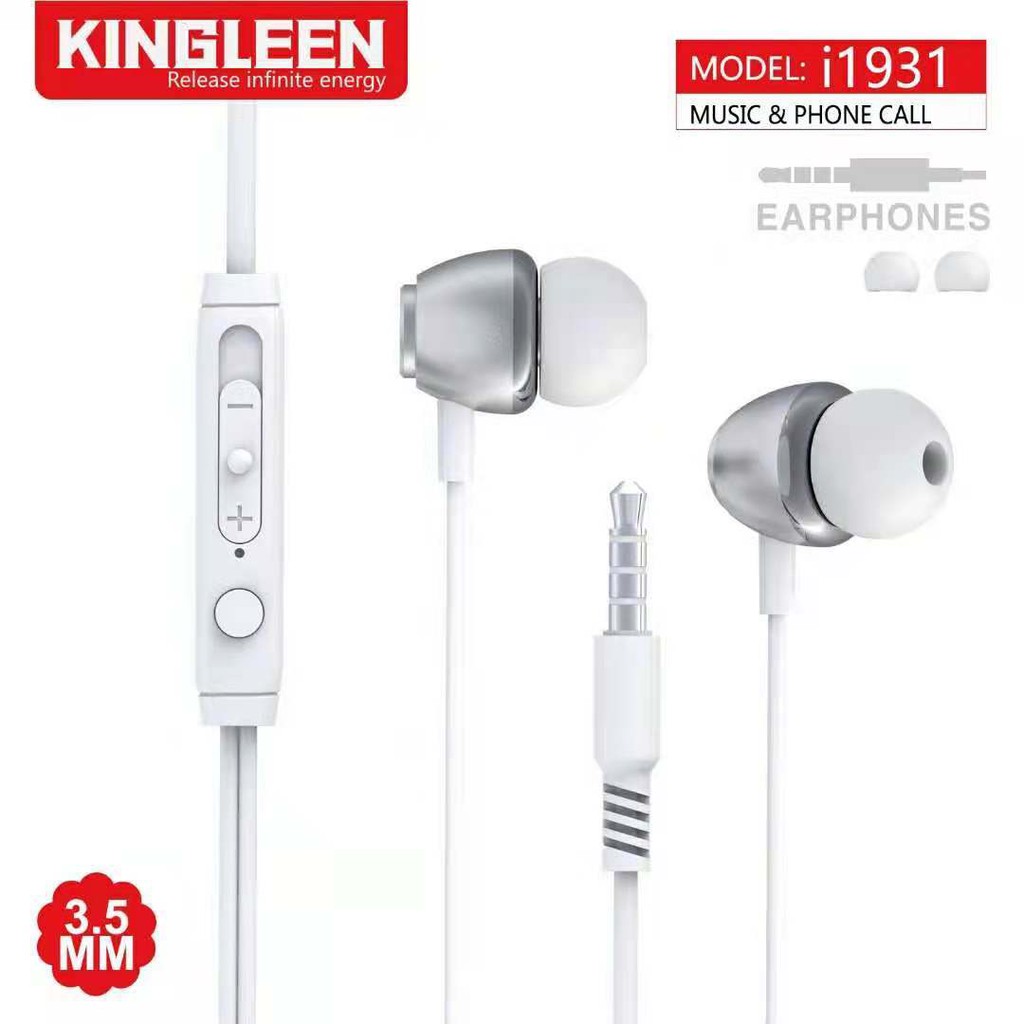 TAI NGHE CÓ MIC ĐIỆN THOẠI , MÁY TÍNH ,NHÉT TAI,EARPHONE KINGLEEN 1.2M I1927 , I1931 TRẮNG