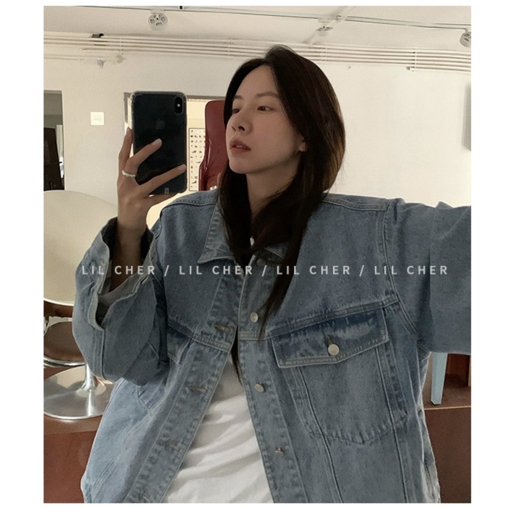 Áo Khoác Nữ Jean UNISEX Form Rộng Nữ - Áo khoác bò Denim nữ form rộng suông street style chống nắng basic Hàn Quốc