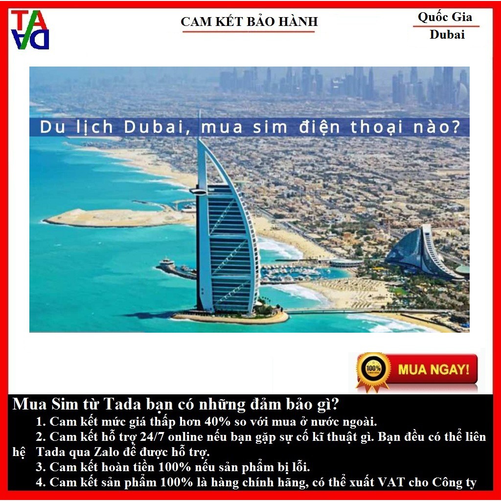 Sim Dubai và Các Tiểu Vương Quốc Ả Rập (UAE) 10 ngày, 1GB - Sim Du Lịch Và Công Tác