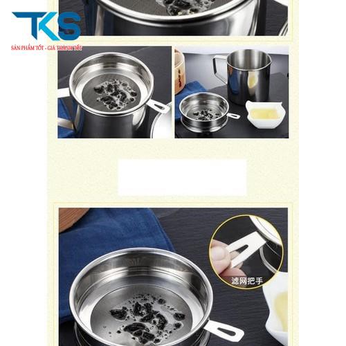 Bình,ca lọc dầu ăn có lưới lọc cặn bằng inox 304 lọc cặn dầu ăn