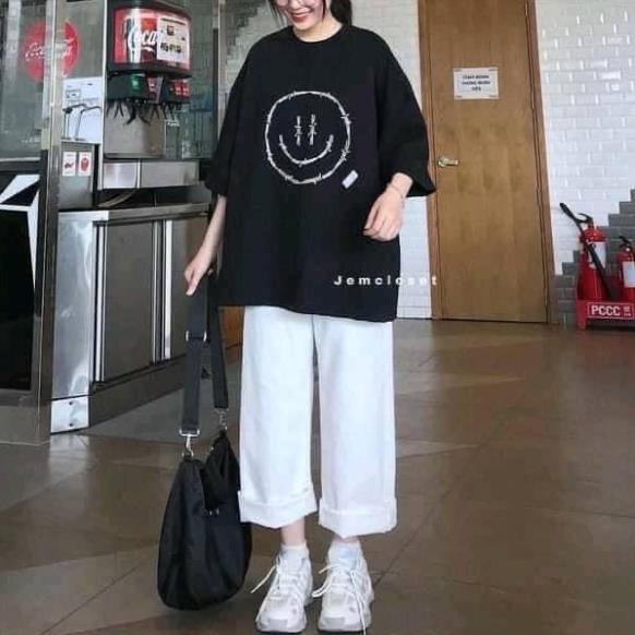 Quần Kaki Ống Rộng Chun Lưng Hai Màu Đen Trắng Nữ Trẻ Trung Năng Động Giá Rẻ