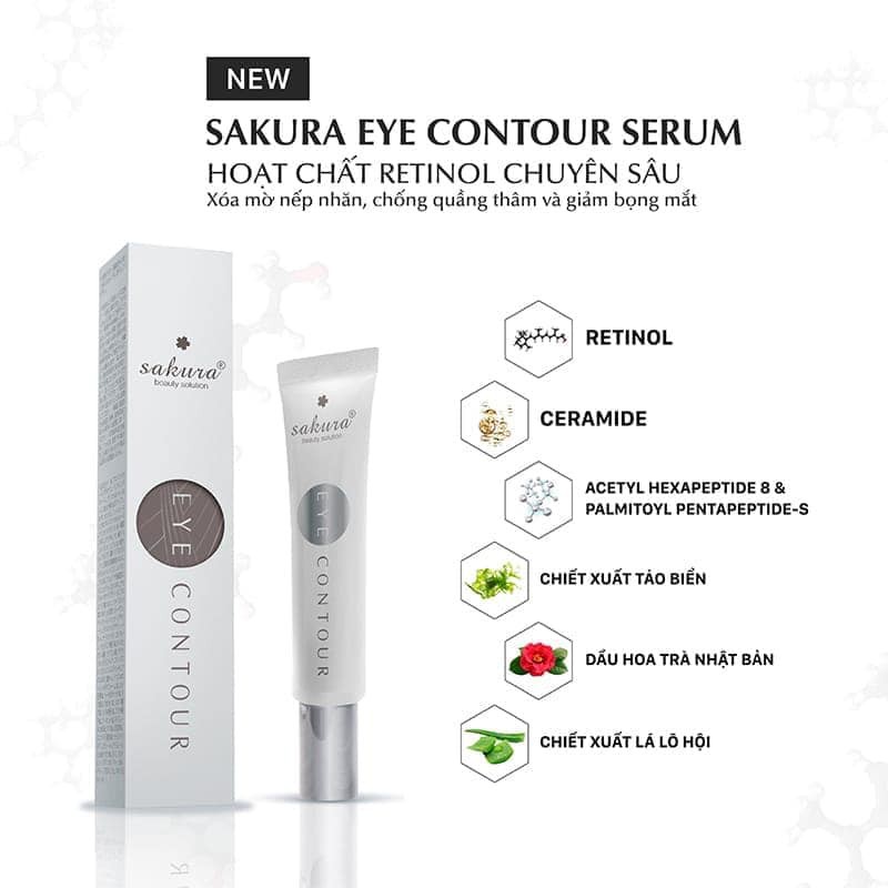 Serum Giảm Nhăn, Mờ Quầng Thâm, Giảm Bọng Mắt Sakura Eye Contour Serum | BigBuy360 - bigbuy360.vn