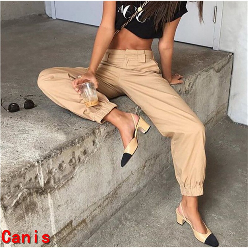 Quần jogger lưng cao có túi thời trang cho bạn nữ