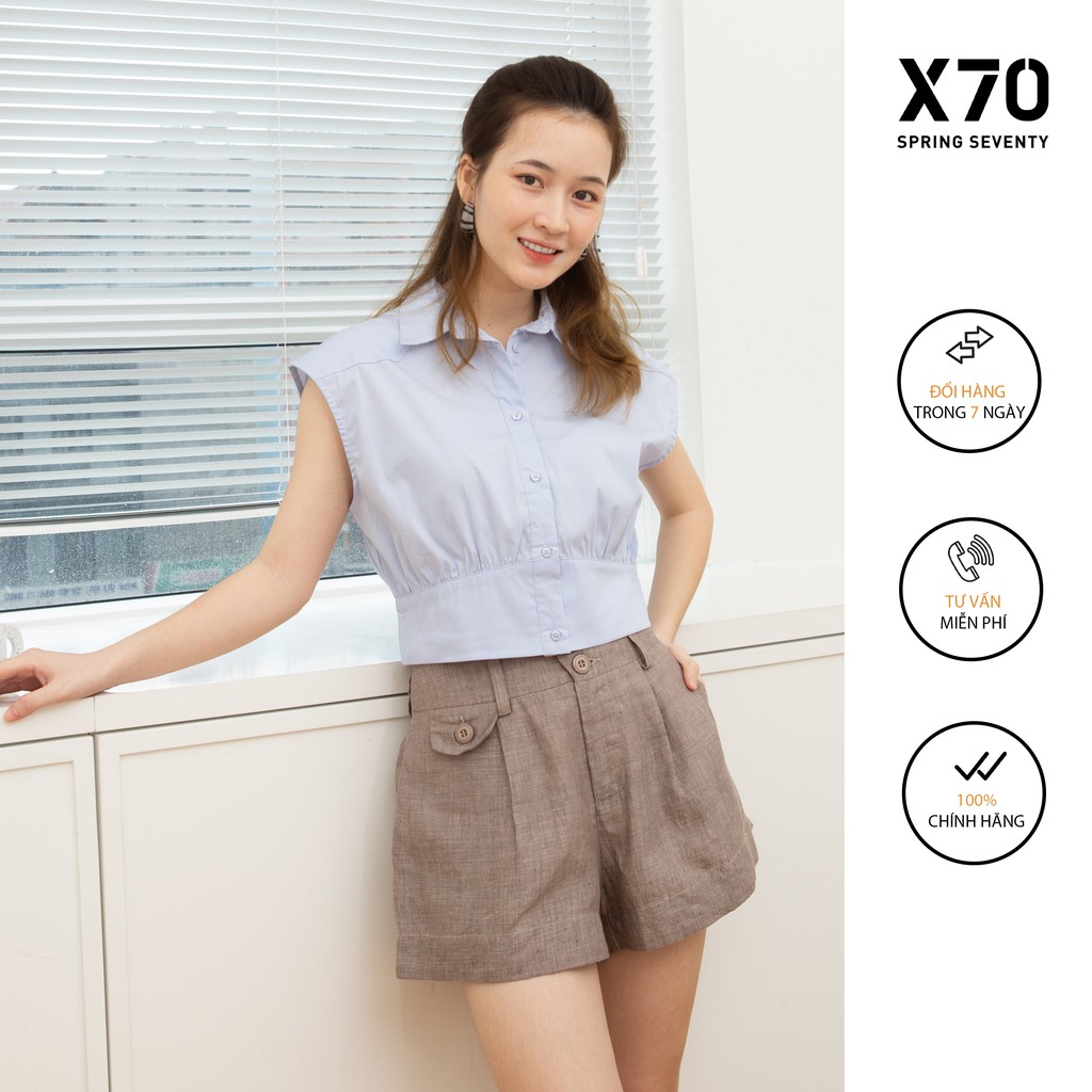 Áo Sơ Mi Nữ Croptop Thiết Kế Cọc Tay Thời Trang X70 - 01440012