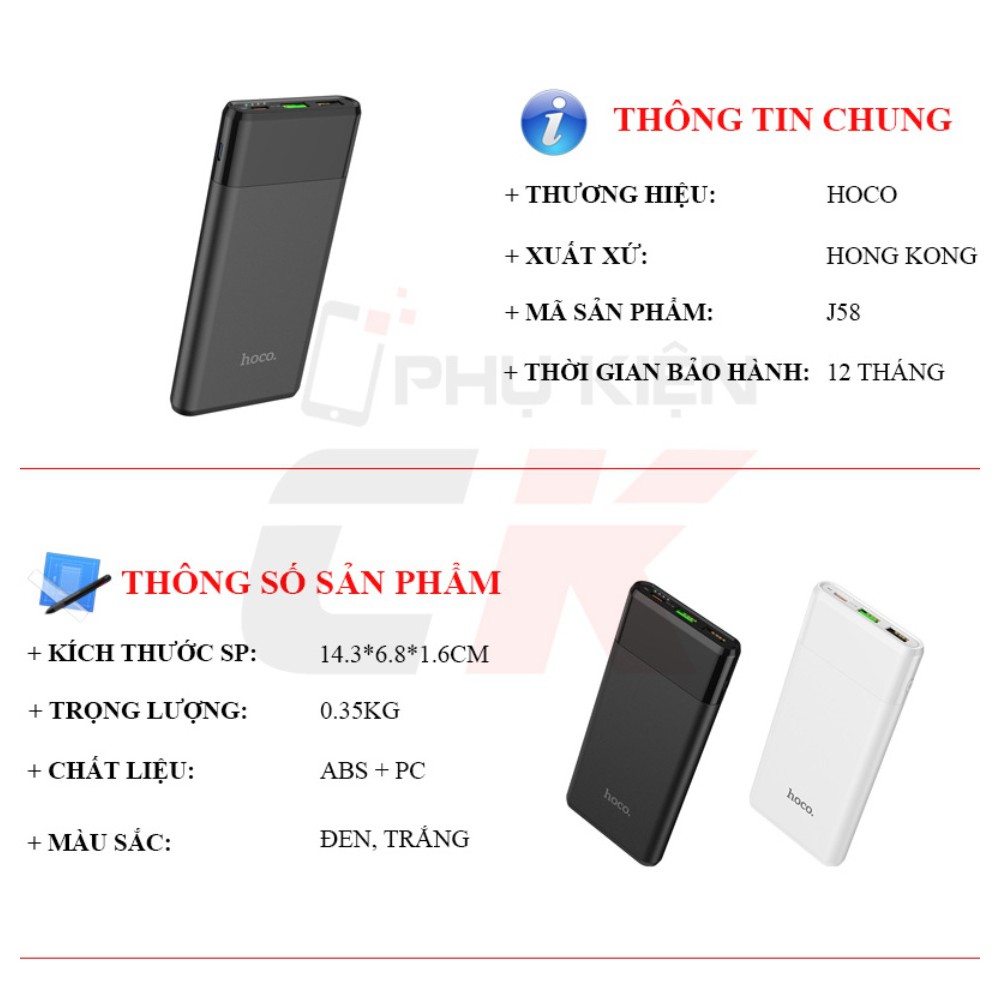 PIN DỰ PHÒNG J58 10000mAh USB