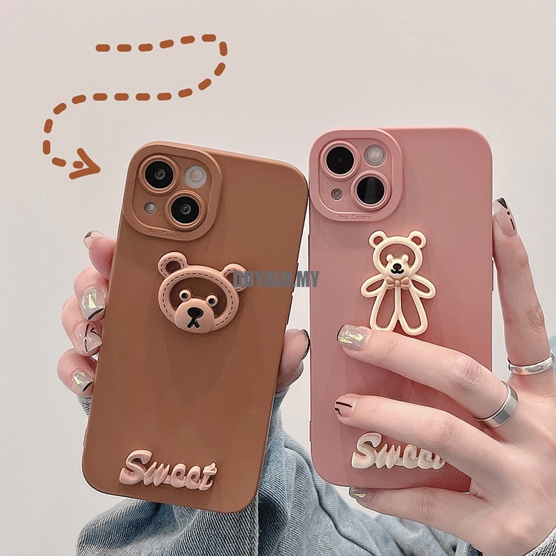Ốp Điện Thoại Hình Gấu Hoạt Hình Cho Realme 8 5G Pro C12 C15 C25 C25S C21y C21 C25y C11 C20 2021 5 5I C3 6I 8i 9i
