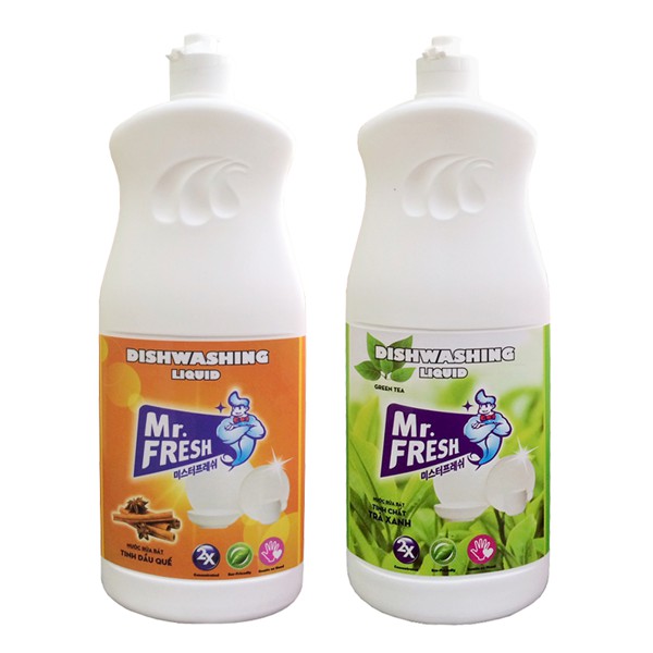 Nước rửa chén bát Mr.Fresh 820ml tinh dầu quế và trà xanh