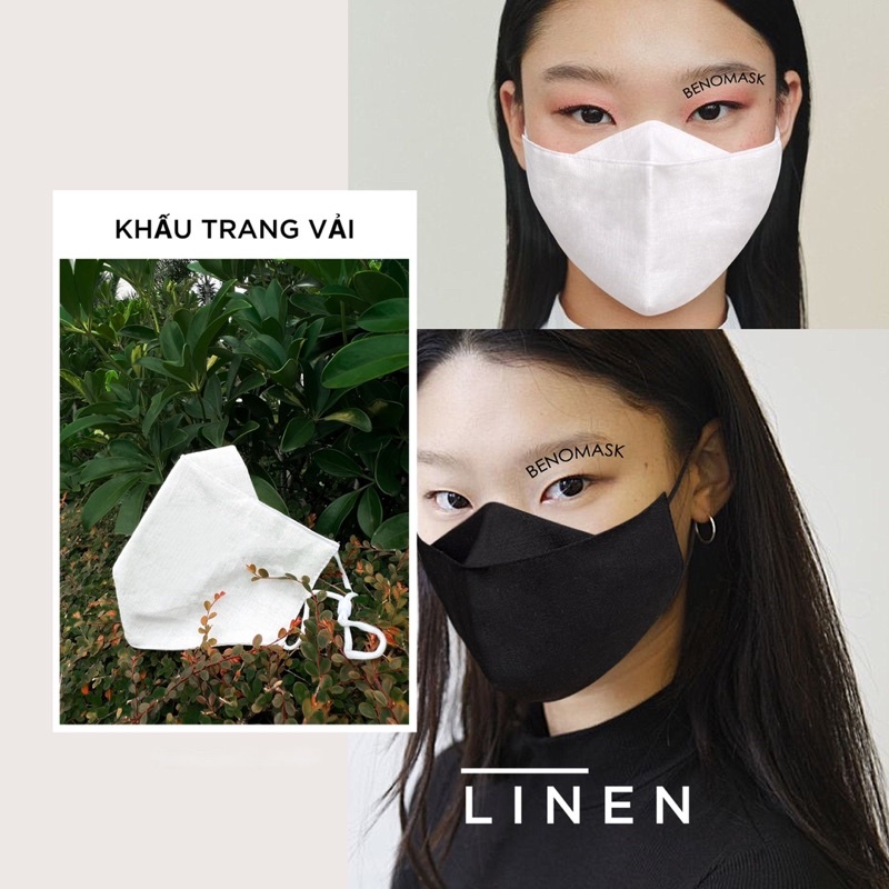 KHẨU TRANG VẢI LINEN SIÊU NHẸ THOÁNG KHÍ(Thêu tên theo yêu cầu) | BigBuy360 - bigbuy360.vn