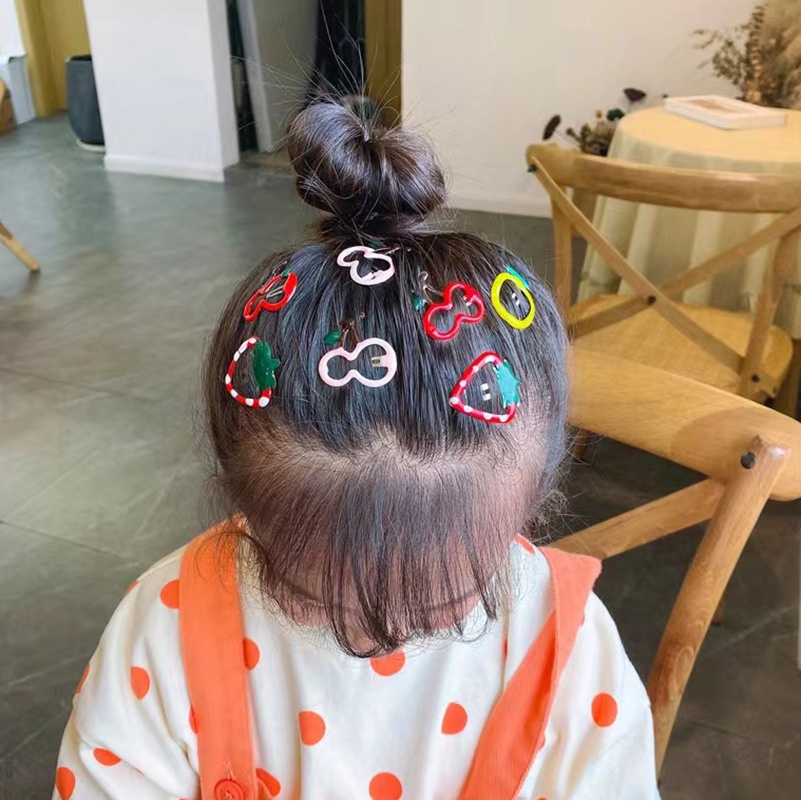 Bộ 5 Kẹp Tóc Hình Trái Cây / Hoạt Hình Đơn Giản Thời Trang Cho Nữ