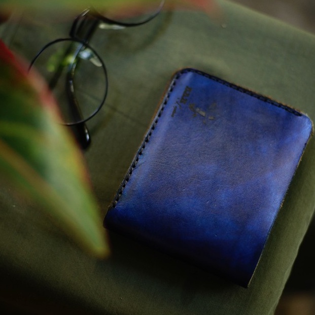 Ví nam Nữ Da Bò Italia Vegtan RAM Leather Màu Xanh Dương