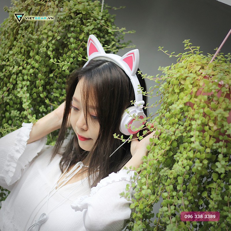 Tai Nghe Headphone Tai Mèo - TTLIFE Xinh Xắn - Có Đèn Led Nháy Siêu Cute