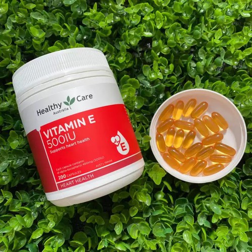 Viên uống Vitamin E Healthy Care 500IU hộp 200 Viên Của Úc hỗ trợ tái tạo làm đẹp da