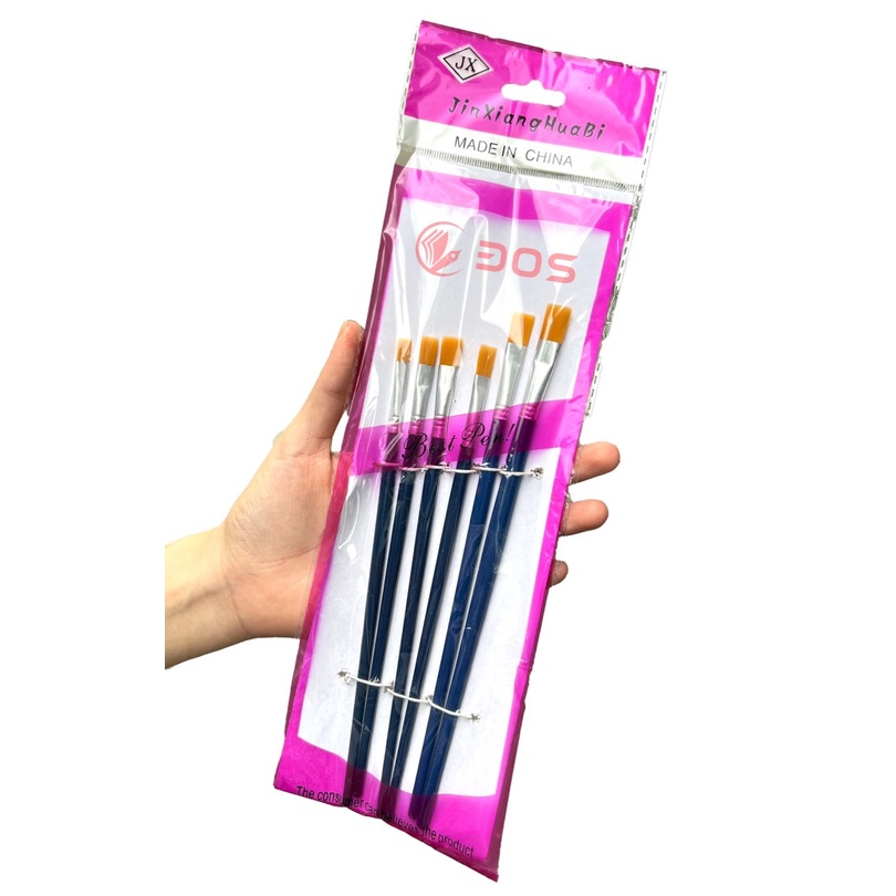 Bộ 6 Cây Cọ Vẽ Đầu Dẹp Nét Nhỏ