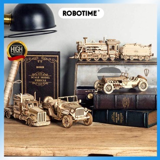 Bộ Mô hình xe ô tô, mô hình tàu hoả, mô hình xe tăng bằng gỗ lắp ráp 3D - Robotime thumbnail