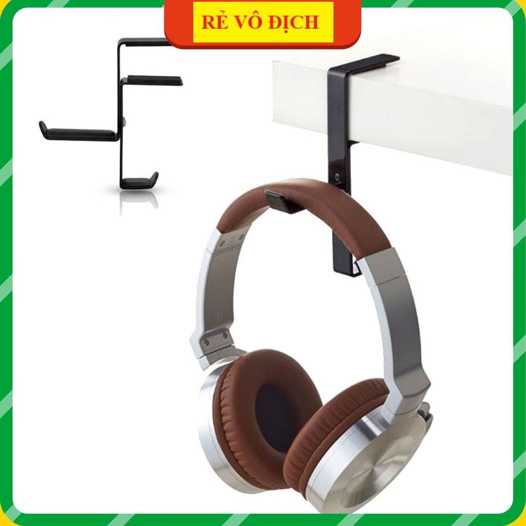 Giá kê headphone, kệ treo tai nghe, móc treo cáp sạc kẹp dưới bàn tiện lợi tiết kiệm không gian