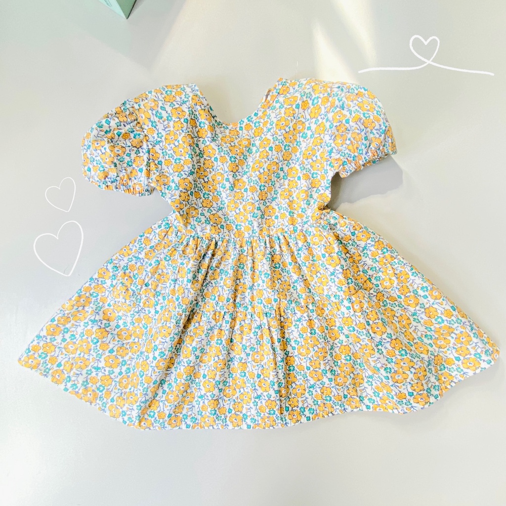Váy xòe hoa nhí tay phồng mùa hè cho bé gái sơ sinh 1 2 3 4 tuổi MINTSCLOSET Mint's Closet - GV0062