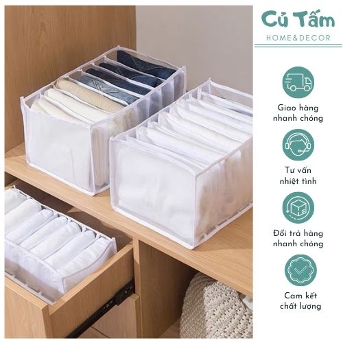 Khay vải, giỏ vải chia ngăn đựng đồ lót, tất tiện dụng - cutam.homedecor
