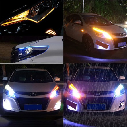 Dây led mí audi tích hợp demi xi nhan chạy đuổi 60cm uốn cong làm đèn ban ngày, daylight DRL cho Toyota Vios