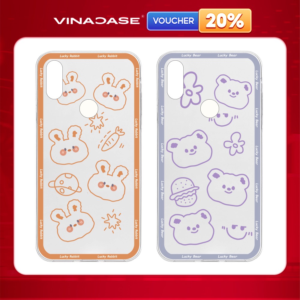 Ốp lưng Vina Case Vsmart Joy 3/Joy 4/Bee 3/Star 3/Aris/....dẻo �trong in hình Lucky Bear