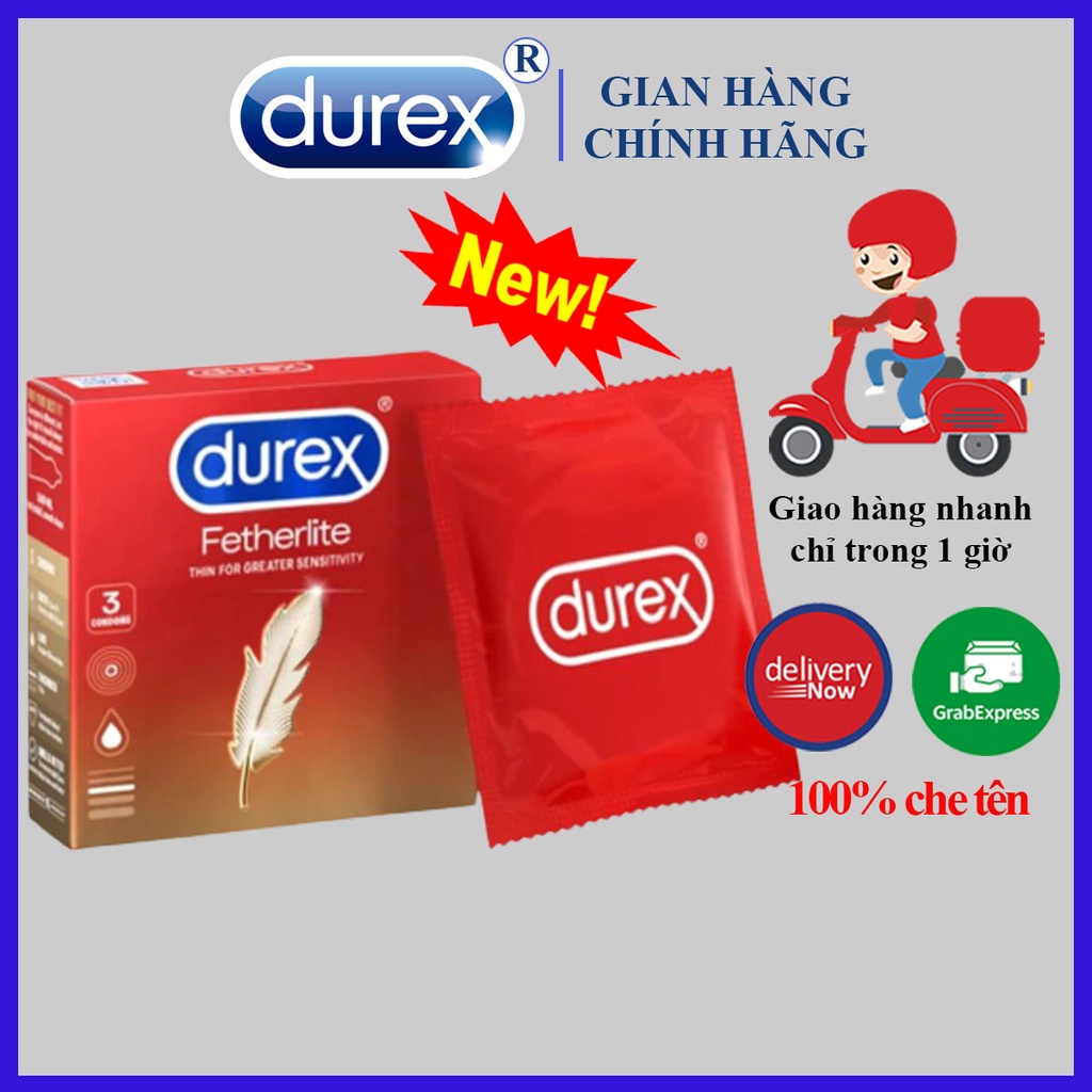 [ FREESHIP BCS DUREX ] Hộp Nhỏ Bao cao su Durex Fetherlite 1 hộp 3 bao siêu mỏng_baocaosu_durex